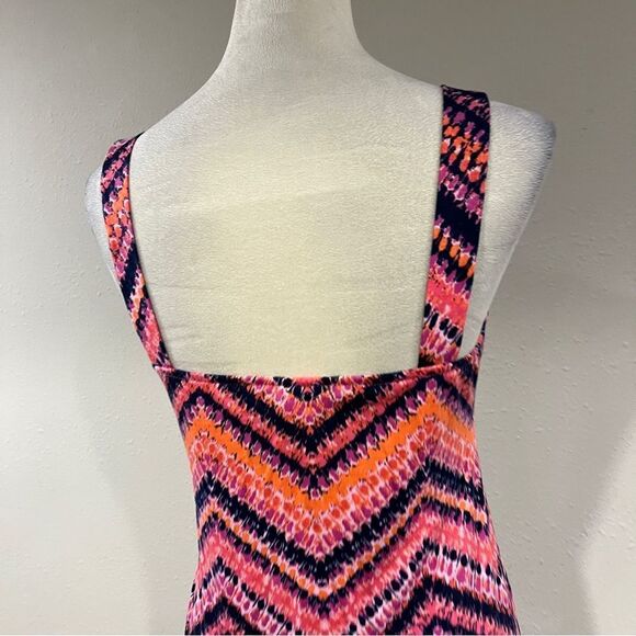 Allison Brittney pink zig zag print v-neck sleeveless Maxi Dress size medium - Picture 7 of 12